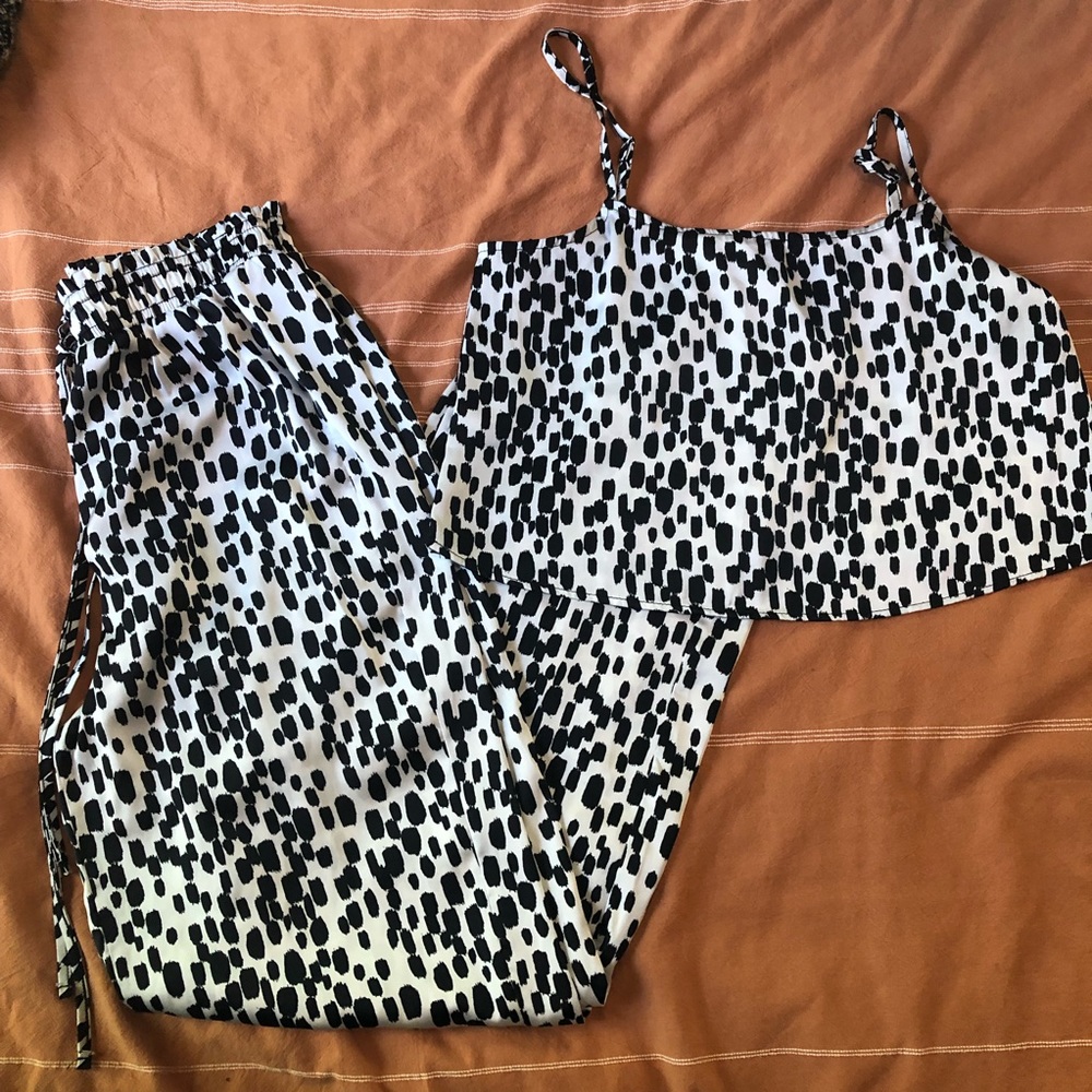 Forever 21 Abstract Print B&W Pajama Set